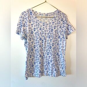 Cute Cruse Anchor Shirt • white Top with Little Blue anchors across it